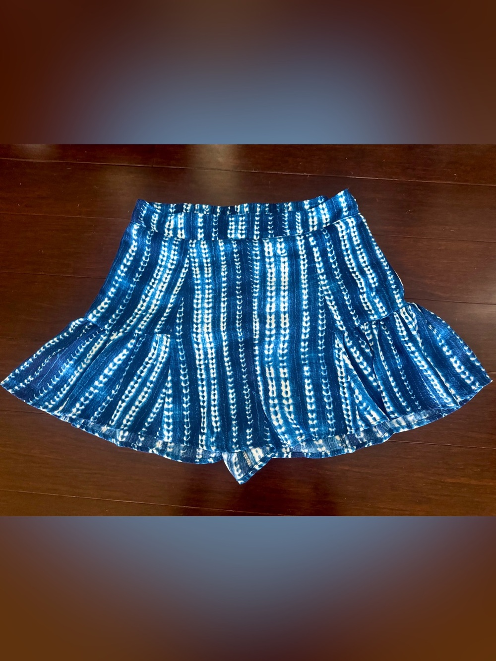Show Me Your Mumu Blue & White Tie-Dye Skirted Shorts